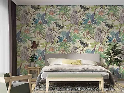 3D Tropical Green Plant Monkey Wallpaper Wall Murals Removable Wallpaper 28 • $160.02