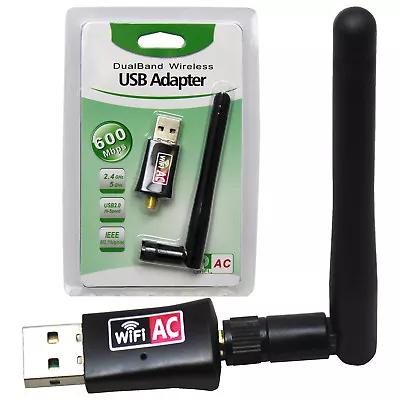 600Mbps Dual Band 2.4/5.8Ghz Wireless Lan USB WiFi Adapter 802.11AC With Antenna • $6.99