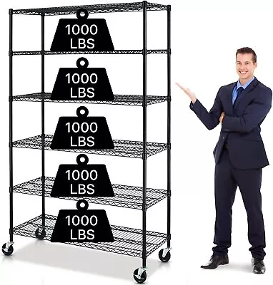 High Quality 6-Tier Metal Shelf 6000 LBS Capacity Wire Shelving Unit Garage Rack • $132.99