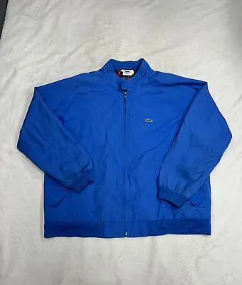 Vintage Izod Lacoste Harrington Jacket Blue Full Zip Plaid Lined Men's Size XL • $20.99