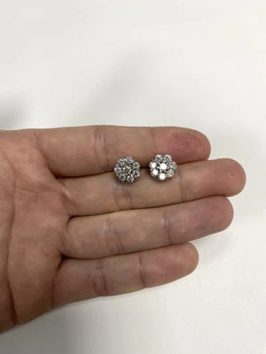 £1125 • Buy 18ct White Gold 1.60ct Diamond Cluster Earrings