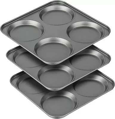 Tiawudi Muffin Top Pan 4-Cup Hamburger Bun Pan Large Whoopie Pies Pan Set Of 3 • $22.55