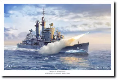 American Man O' War By Mark Karvon - USS Chicago CG-11 - Maritime Art - Large • $100