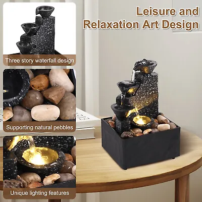 Tabletop Waterfall Decor Relaxation Meditation Desktop Fountain With Soft .c • $17.69