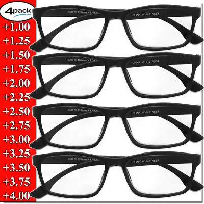 $6.45 • Buy Reading Glasses Mens Womens Unisex Readers 4 PACK Square Frame New Style Quality