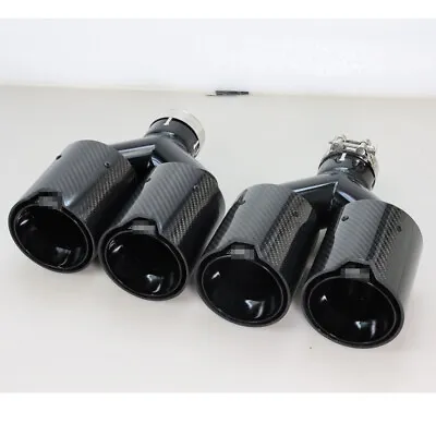 For BMW Dual Car Exhaust TWIN End Tips Tail Pipe 63mm In 101MM Out Carbon Fiber • $195.99