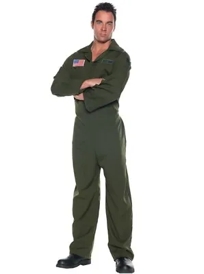 Underwraps Costumes Mens Airforce Jumpsuit Costume Dress - Green ADULT  ONE SIZE • $34.98