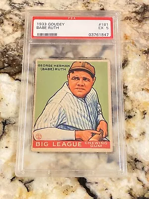 1933 Goudey Babe Ruth #181 Psa 5 Bold Color Excellent Print &clarity Yankees Hof • $21653