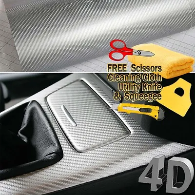 Premium 4D Gloss Carbon Fiber Vinyl Wrap Film Sticker Bubble Free Air Release • $8.92