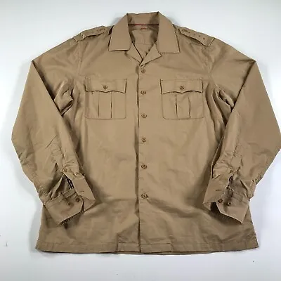 Onsloe Mens Large Button Down Shirt Khaki Beige Tan Long Sleeve Epaulets • $79.99