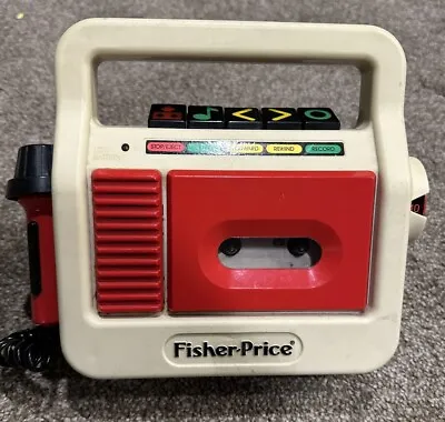 Fisher Price Cassette Tape Player Recorder With Mic White Red 1987 Tested Vtg • $27.99