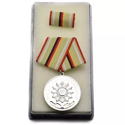 East German GDR Military Army Silver Medal With Ribbon Bar For Excellent Merit • $13.99