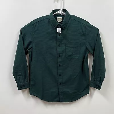 Ll Bean Wicked Good Flannel Shirt Mens Medium Green Houndstooth Button Down • $34.88