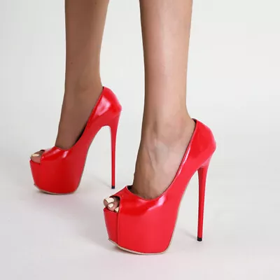 Sexy Womens Open Toe Stilettos Club Party Shoes High Slim Heels Platform Sandals • $48.89