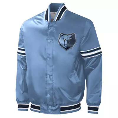 NBA Memphis Grizzlies Sky Blue Satin Bomber Letterman Varsity Baseball Jacket • $85