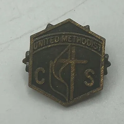 Vintage United Methodist CS Church + School Cross Lapel Pin Antique  M4 • $8.66