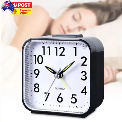 Quartz Alarm Clock With Night Light No Tick Snooze Silent Small Bedside Clocks • $19.99