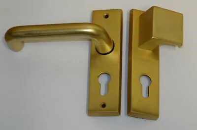 Union Lever And Escape Pad HANDLE Latch LEFT HAND Anodised Gold Plate Mounted • £10.99