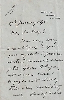 Letter Dated  27th January 1895   Lt Frederick Roberts VC Victoria Cross Holder • £54.95
