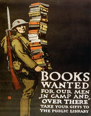 Poster Books Wanted For Our Men In Camp War Usa Army Vintage Repro Free S/h • $19.95