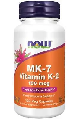 $20.50 • Buy NOW Foods Vitamin K-2/MK-7 100mcg 120 Caps Bone Health FREE SHIP! 12/2023EXP