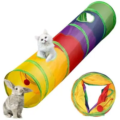 2 Way Pet Cat Tunnel Toy Collapsible Pop Up Tube Play Rabbit Puppy Kitten Ferret • £7.99