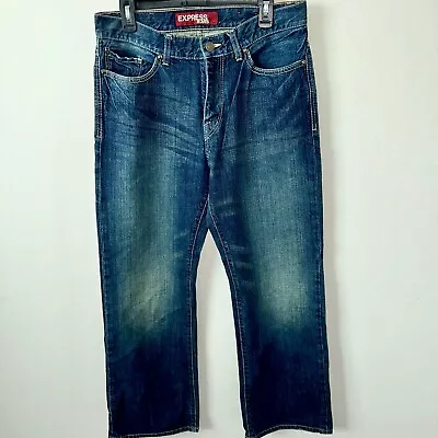 Express Kingston Classic Fit Regular Rise Boot Cut Blue Jeans Size 33 X 30 • $14.99