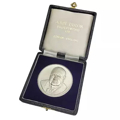 1965 Winston Churchill 57.3mm Sterling Silver Art Medal John Taylor Silversmiths • $124.99