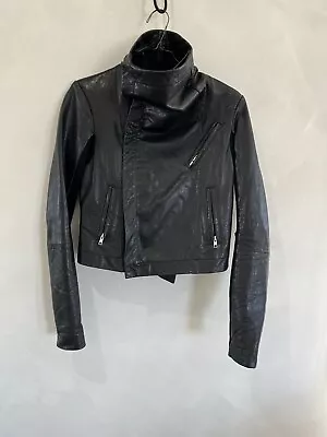 Veda Womens Black Motorcycle Jacket Moto Zip Up Leather As Is Small S • $25
