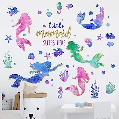 Baby Girls Mermaid Wall Decals Stickers Under The Sea Ocean Creatures Coasta... • $29.22