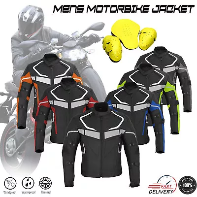 Mens Motorcycle Waterproof Riding Jacket Cordura Textile Motorbike CE Armours • $68.42