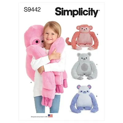 £10.99 • Buy Simplicity SEWING PATTERN 9442 Hugging Toy Animals-Sloth,Monkey,Panda,Polar Bear
