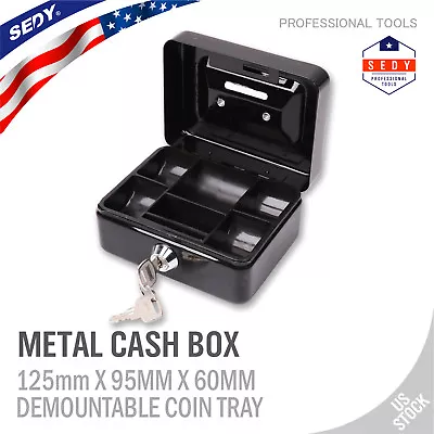 Locking Steel Cash Lock Box With Keys Security Money Tray Double Layer Small • $12.99