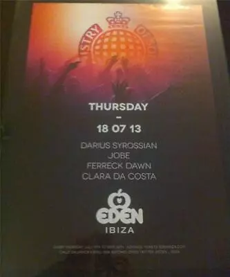 Ministry Of Sound 2013 @ Eden Club - Ibiza Club Posters - Dj House Music • £8.99