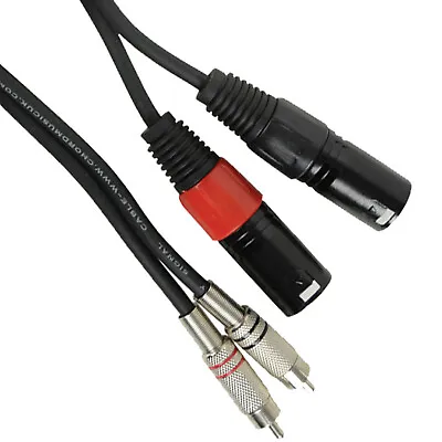 Twin Dual XLR 3 Pin Plug Plugs To 2 X RCA Phono Cable Lead 0.75m 1.5m 3m 6m • £6.82