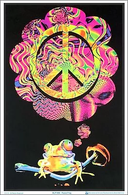 Mushroom Peace Frog Blacklight Poster 23 X 35 • $12.99