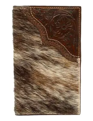 Nocona Mens Western Rodeo Wallet Leather Calf Hair Braided Brown N500032002 • $39