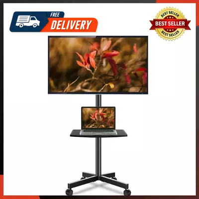 Modern Rolling TV Stand Mobile TV Cart For 32 To 60 Inch Flat Panel TVs Black • $64.16