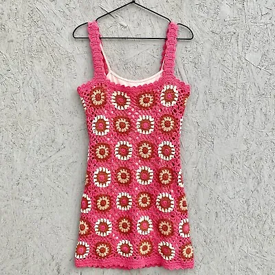NWT MINKPINK Harlow 90s Y2K Style Retro Floral Crochet Mini Dress Sz S Pink • $69.90