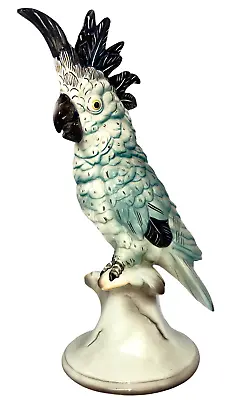 $242.77 • Buy Vintage Godscheider 1940/50 Colorful 14  Blue Cockatoo Parrot Porcelain As Is 