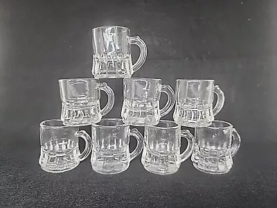 Vintage Set Of 8 Federal Glass Mini Beer Stein Mugs Shot Glasses • $29.99