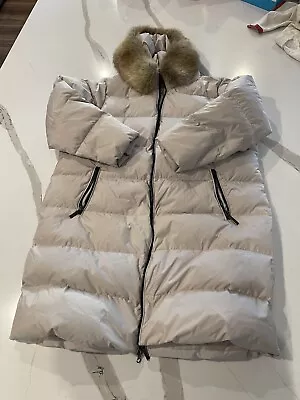 Michael Kors Quilted Belted Faux-Fur-Trim Hooded Puffer Coat White 2xl • $60