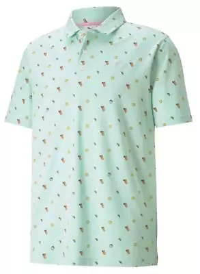  New  Mens Puma  Arnold Palmer Lemons Golf Polo Mist Green  Size L  #599962 03 • $22.49