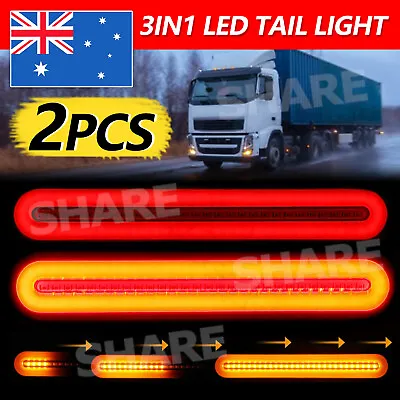 Pair LED Halo Neon Tail Lights Sequential Rear Taillight Car Truck Trailer Ute • $28.95