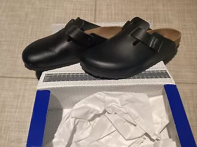 Men’s Birkenstock BOSTON Black Leather Clogs Shoes EU 44 US 11  NARROW Width • $70
