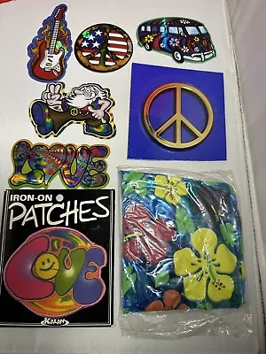 $10 • Buy ￼5 Hippy Stickers Vw Bus Guitar + Peace Sign Car Emblem Read + Love Patch + Ball