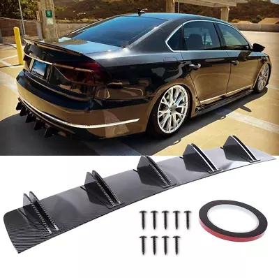 For VW CC Passat CC Rear Bumper Lip Side Splitter Diffuser Spoiler 5-Fins Carbon • $45.10