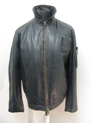 VINTAGE 70's FRENCH K6 STYLE LEATHER AIR FORCE JACKET SIZE UKL ACE PATINA • £49