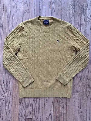 Abercombie & Fitch Gold Sweater Blue Moose Knit Pattern Size Medium  • $15