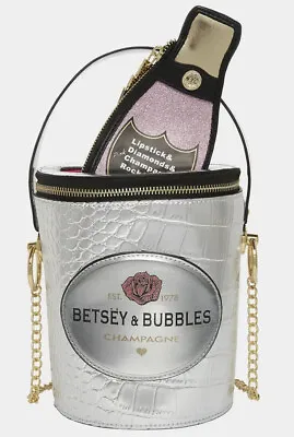 New Betsey Johnson Betsey's Bubbly Crossbody Purse Limited Edition Silver • £173.71